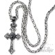 Edelstahl Kreuz Anhänger + Königskette Löwe Krone silber Halskette Bikerschmuck