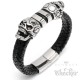 Echt Leder Biker Armband Totenkopf Schädel Skull schwarz silber Edelstahl Männer