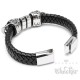Echt Leder Biker Armband Totenkopf Schädel Skull schwarz silber Edelstahl Männer
