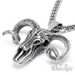 Edelstahl Anhänger Widder Schädel detailliert Totenkopf Sternzeichen 60cm Kette
