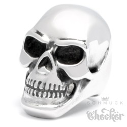 Massiver XXL Edelstahl Ring groß silber Skull Totenkopf Schädel Bikerring Rocker