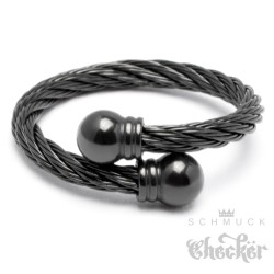 Stahlseil Ring schwarz flexibel Edelstahl Herren Wickelring Männer Geschenk