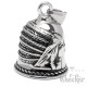 Bikerbell mit Indianer Häuptling aus Edelstahl Motorrad Glocke Glöckchen Federschmuck