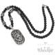 Herren Halskette Onyx Perlen Bead Kette schwarz Kreuz Lilie Edelstahl Mensbead Biker