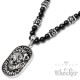 Herren Halskette Onyx Perlen Bead Kette schwarz Kreuz Lilie Edelstahl Mensbead Biker