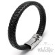 Schwarzes Lederarmband mit Eisernem Kreuz geflochten Edelstahl Ritterkreuz Biker