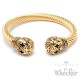 Goldener Totenkopf Armreif aus Edelstahl flexibel Schädel Skull verziert