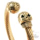 Goldener Totenkopf Armreif aus Edelstahl flexibel Schädel Skull verziert
