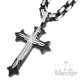 Herren Edelstahl Halskette Kreuz Anhänger silber & gold Zirkon + 60cm Königskette