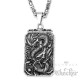 Asiatischer Glücksbringer Drache Anhänger aus Edelstahl großes DogTag Königskette
