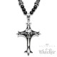 Onyx Perlen Halskette mit Totenkopf-Kreuz Anhänger aus Edelstahl schwarz Bead Mensbead Kette