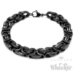 Schwarzes Königsarmband aus Edelstahl Herren Männer Byzantiner Armband Königskette