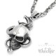 Edelstahl Ketten Anhänger detailliert silber Totenkopf Schlange & Vogel + Kette