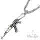 AK-47 Anhänger aus Edelstahl mit 60cm Halskette silber Maschinengewehr Sturmgewehr
