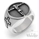 Jesus Ring mit 2 Kreuzen aus Edelstahl Christlicher Bikerring Kreuz silber massiv