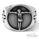 Jesus Ring mit 2 Kreuzen aus Edelstahl Christlicher Bikerring Kreuz silber massiv