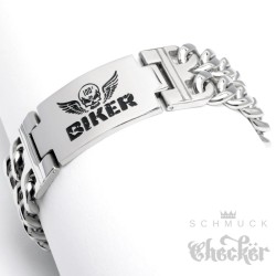 XL Edelstahl Biker Armband Totenkopf Flügel Männer Herren Panzerkette Armkette