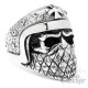 Bikerring maskierter Totenkopf mit Helm & Eisernes Kreuz Outlaw Ring aus Edelstahl