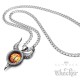 Evil Eye Anhänger mit Hörnern aus 316L Edelstahl Sauron Feuer Auge + Panzerkette