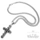 Totenkopf Kreuz aus massivem Edelstahl silber Skull Cross Anhänger mit Halskette