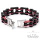 Motorradketten-Armband in Indian-Farben Schwarz Rot Bikerarmband aus Edelstahl