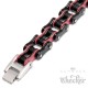 Motorradketten-Armband in Indian-Farben Schwarz Rot Bikerarmband aus Edelstahl