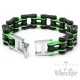 Motorradketten-Armband in Indian-Farben Schwarz Rot Bikerarmband aus Edelstahl