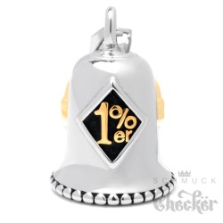 Onepercenter Biker-Bell aus Edelstahl silber gold poliert Einprozenter Glücksglocke