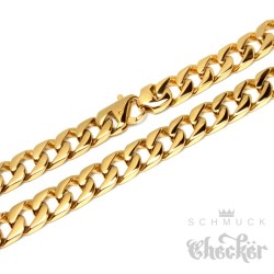 Breite Goldkette XXL Panzerkette aus Edelstahl Männer Halskette hochwertig gold