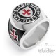 Hochwertiger Templer Ring aus Edelstahl Templerorden Siegelring mit rotem Kreuz