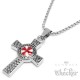 Detailliertes Templer Kreuz Anhänger & Kette Kreuzritter Wappen silber rot Edelstahl