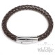 Braunes Lederarmband 8mm Ø Herren-Armband geflochten silber Edelstahl Verschluss