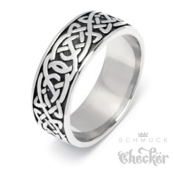 Keltischer Knoten Bandring aus Edelstahl silber Winkinger-Ring verschlungene Linien