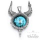 Evil Eye Anhänger mit Hörnern aus 316L Edelstahl blaues böses Auge + Panzerkette