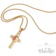 Vergoldetes Templer Kreuz aus Edelstahl Kreuzritter Anhänger & Kette Wappen gold rot
