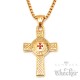 Vergoldetes Templer Kreuz aus Edelstahl Kreuzritter Anhänger & Kette Wappen gold rot