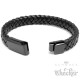 Echt Leder Herren Armband geflochten schwarz Edelstahl Schließe Hochwertig