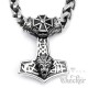 XL Anhänger Thor Hammer massiv Edelstahl Löwenkopf Eisernes Kreuz + 60cm Kette