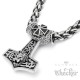 XL Anhänger Thor Hammer massiv Edelstahl Löwenkopf Eisernes Kreuz + 60cm Kette