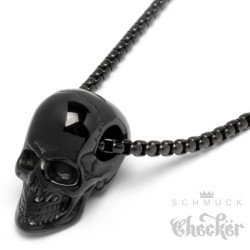 Goldener Totenkopf-Anhänger aus Edelstahl mit Halskette vergoldete Skull Kette