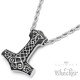 Verzierter Thorhammer Mjölnir mit Gott-Vater Wodan und 2 Wölfen aus Edelstahl Germanen