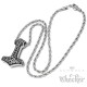 Verzierter Thorhammer Mjölnir mit Gott-Vater Wodan und 2 Wölfen aus Edelstahl Germanen