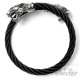 Panther Armreif für Herren flexibles Stahlseil Armband silber schwarz Bikerschmuck