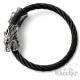 Armreif mit Wolfsköpfen flexibles Stahlseil Armband silber schwarz Wolf Geschenk