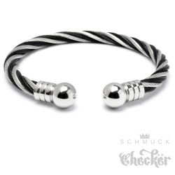 Flexibler Stahlseil Armreif aus Edelstahl gold & schwarz Damen Herren Geschenk