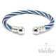 Schicker Herren Armreif aus flexiblem Stahlseil silber & blau Edelstahl Schmuck