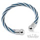 Schicker Herren Armreif aus flexiblem Stahlseil silber & blau Edelstahl Schmuck