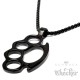 Massiver Schlagring Anhänger aus Edelstahl schwarz Halskette Männerschmuck Geschenk