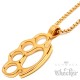 Goldener Schlagring Anhänger aus massivem Edelstahl Goldkette Damen Herren Geschenk