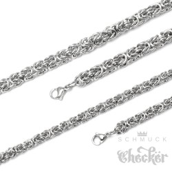 Edelstahl Königskette aus 1000 Ringen silber poliert Byzantiner Halskette Herren 60cm